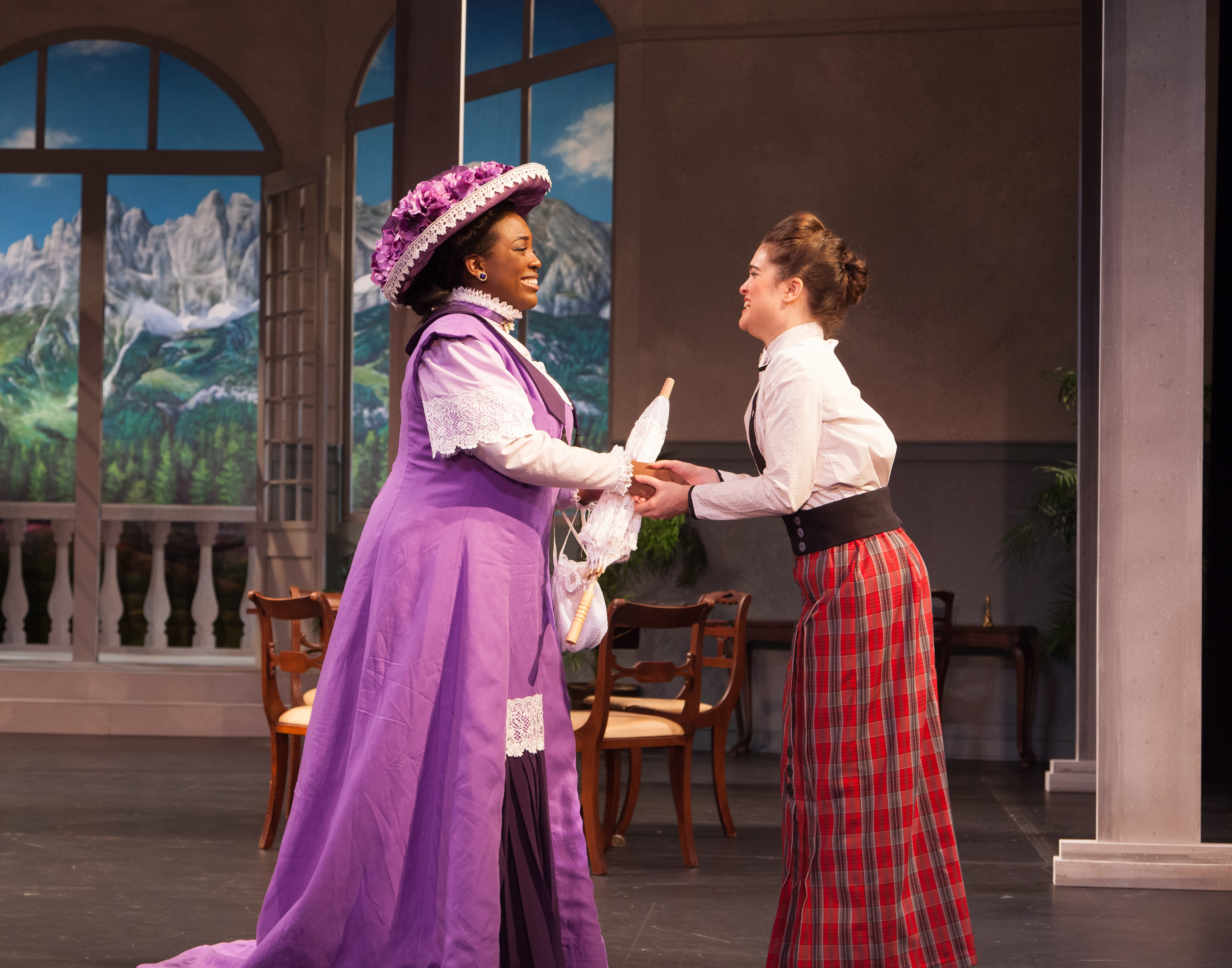 Diana of Dobsons costume grey and red plaid 1910s edwardian suit