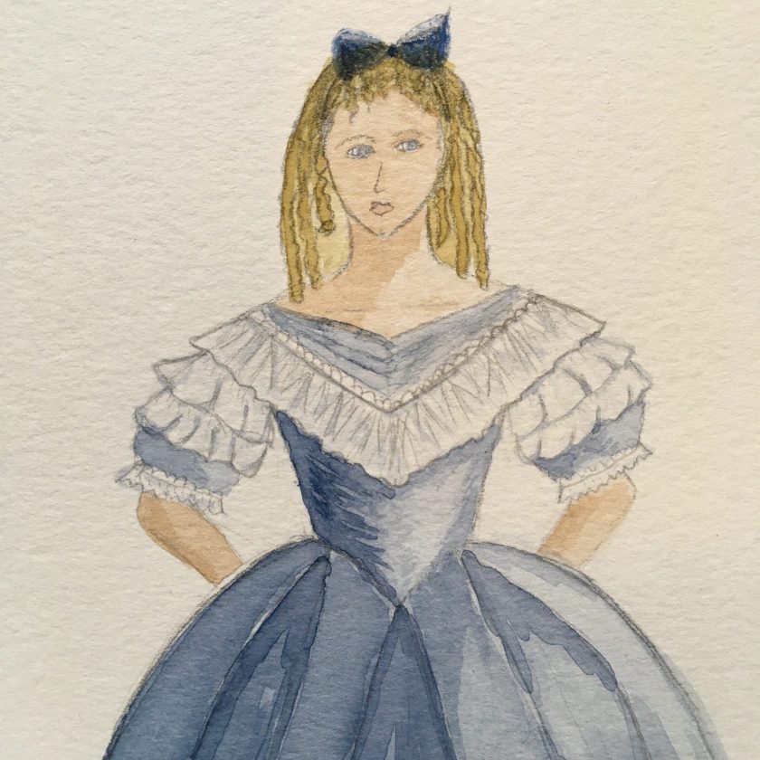 Romeo and Juliet juliet ball gown costume design close up