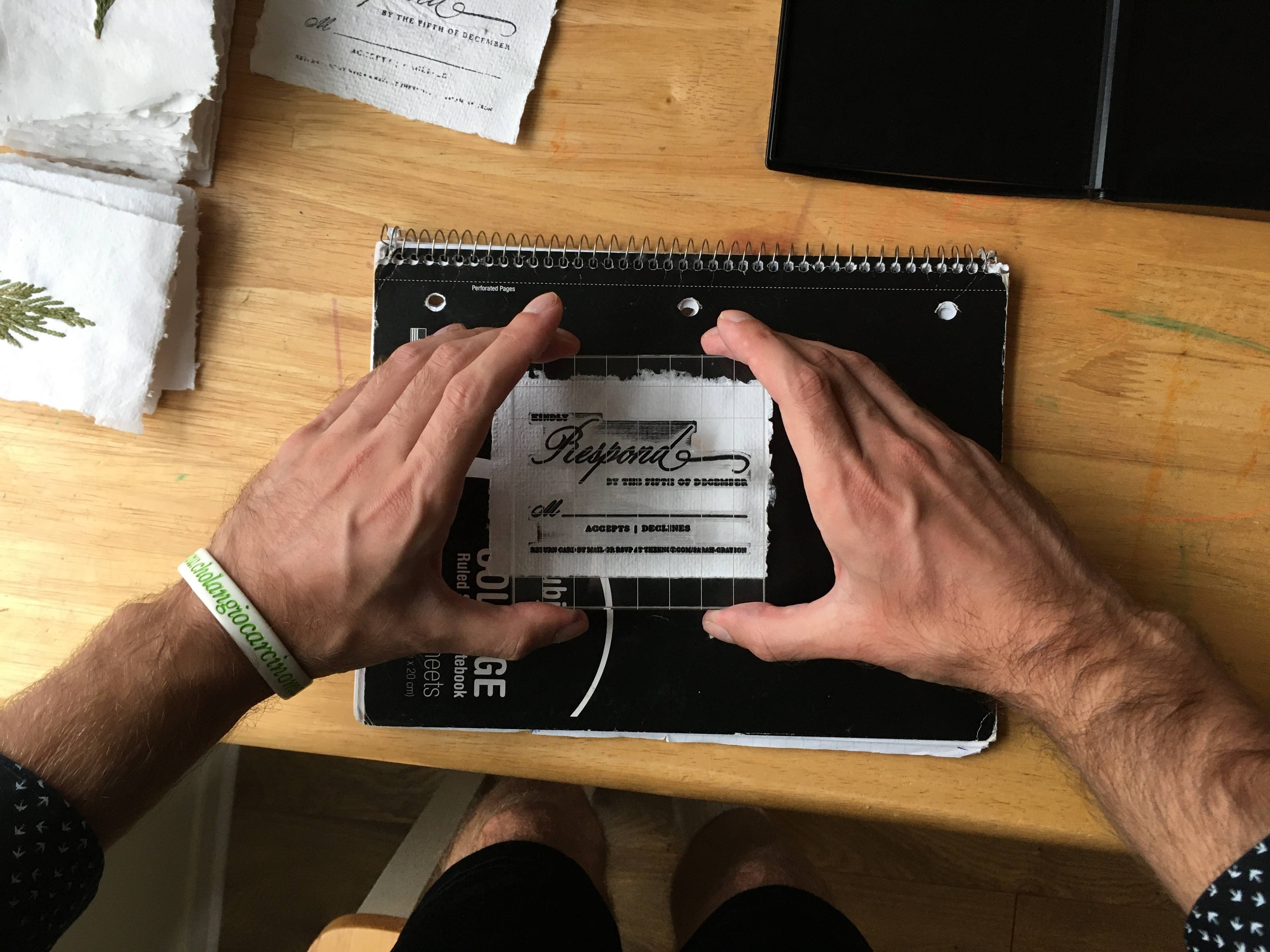 stamping handmade paper